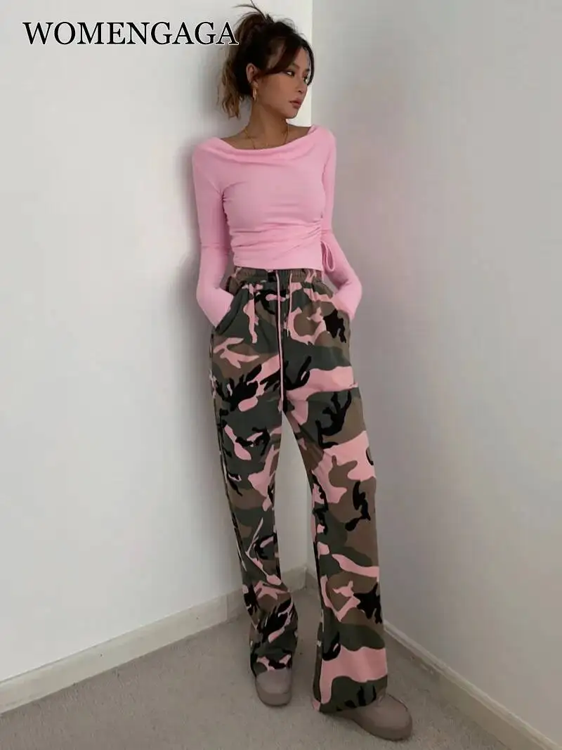 

Камуфляжные брюки WOMENGAGA, женские спортивные брюки в стиле High Street, повседневные брюки, американские брюки-карго, модные корейские брюки ZF6H