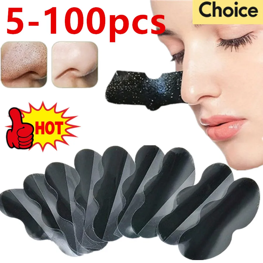 5-100PC Nose Blackhead Remover Strip Deep Cleansing Shrink Pore Acne Treatment Mask Black Dots Pore Strips Face Skin Care Patch