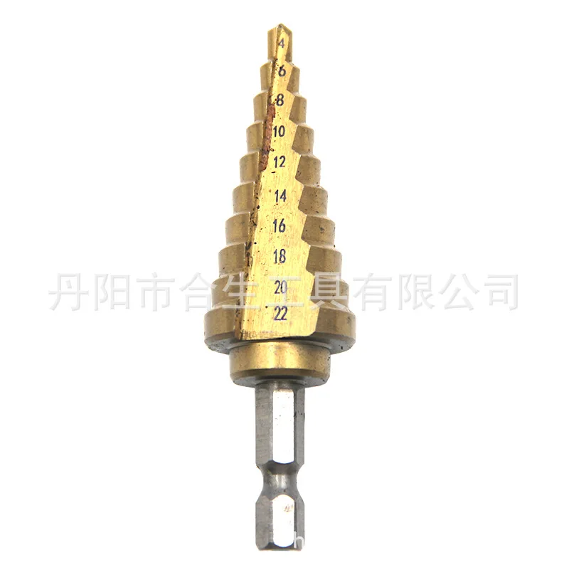 4-22mm Titanium Plated Hexagonal Handle Straight Groove Step drill,step drill,multifunctional Hole Expanding drill,drilling Hole