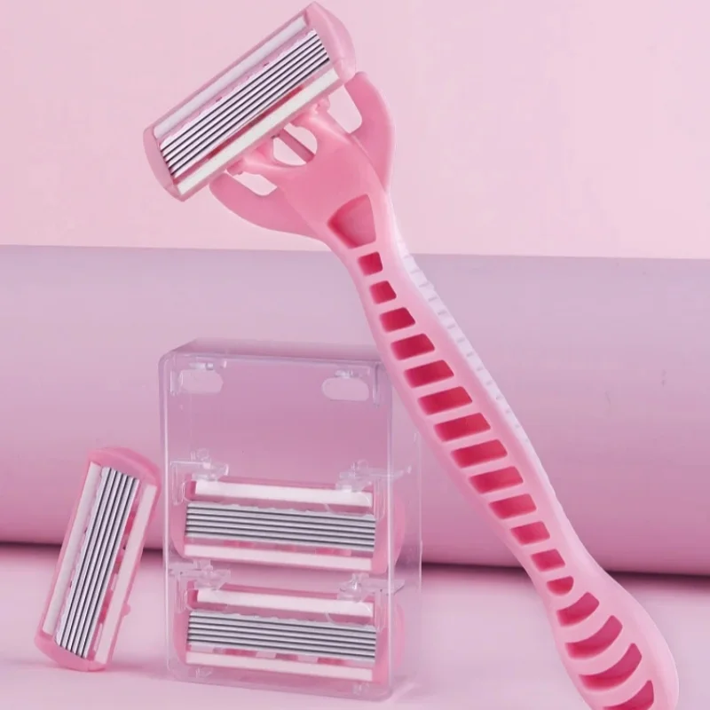 شفرة حلاقة آمنة مكونة من 6 طبقات لماكينة إزالة شعر الوجه/الساق/الذراع/بيكيني لاين