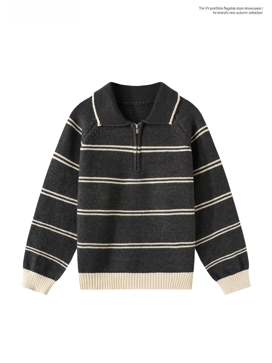 Slim Fit Long Sve Strickpullover Damen SLE Retro ey Stripe Collared Overalls Vielseitiges Herbst-Top für Studenten