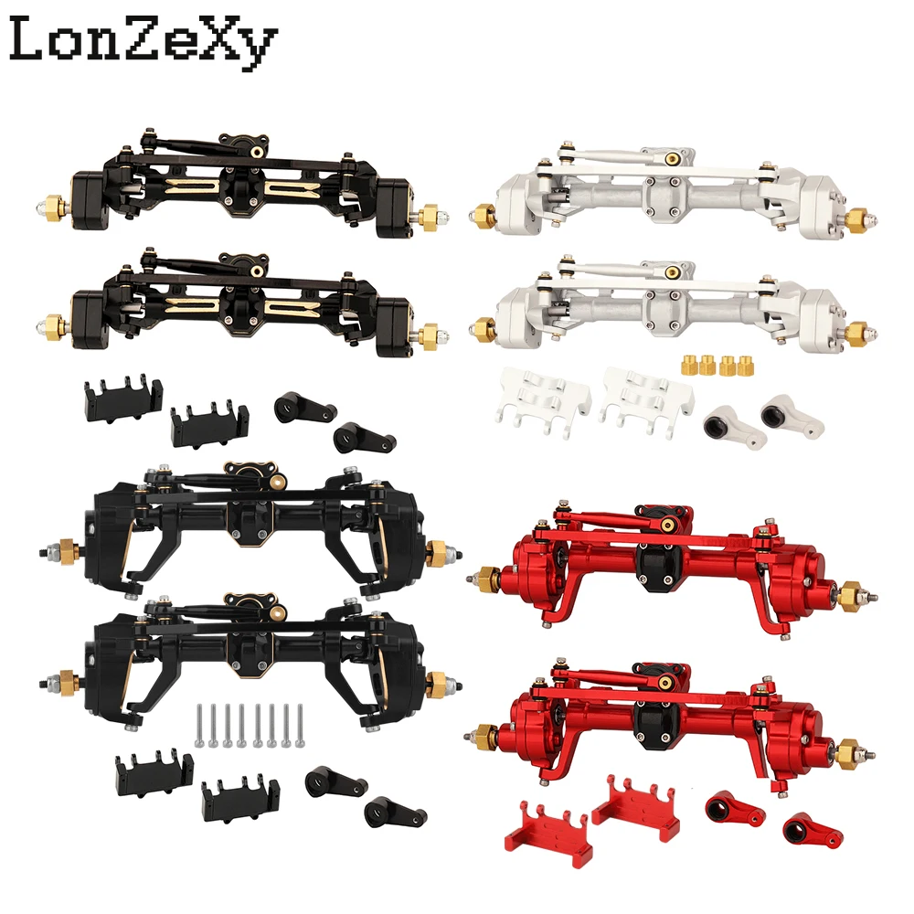 

1:24 Aluminum Alloy or Brass Portal Front and Rear Axles with Servo Mount for 1/24 AX24 RC 4WD Crawler Car Metal Upgrade Parts