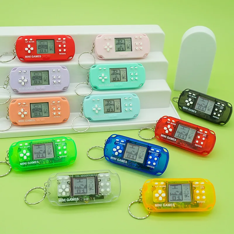 Брелок для видеоигр, мини-портативная игровая консоль, рюкзак, брелок, синяя игровая консоль в стиле ретро с брелоком-колокольчиками