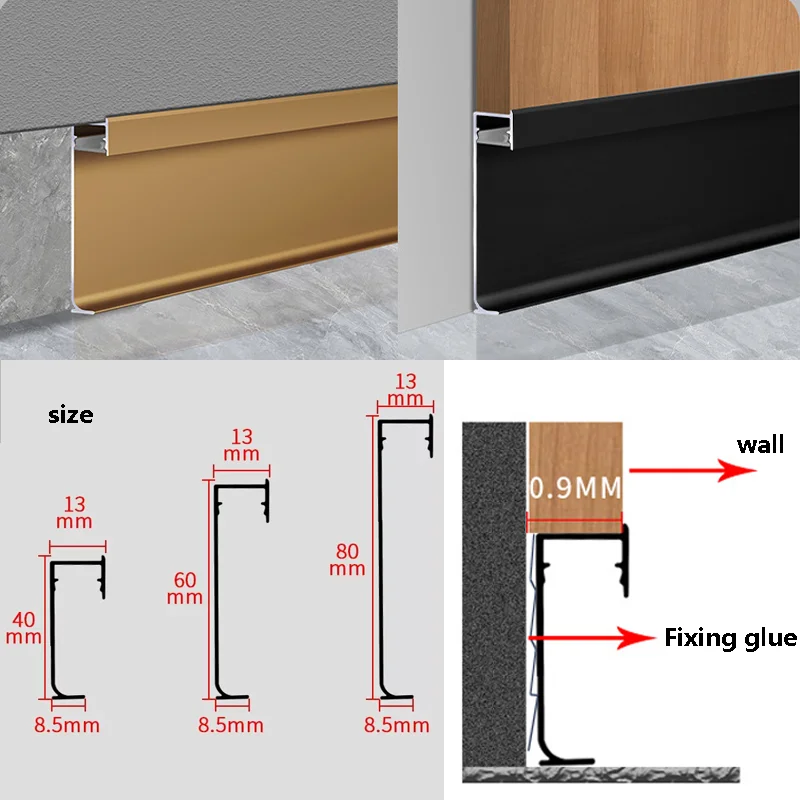 Embedded Aluminium Profile Skirting Line Floor Baseboard Channel Silicone Diffuser Wall Corner Trim Linear LED Bar Strip Lights