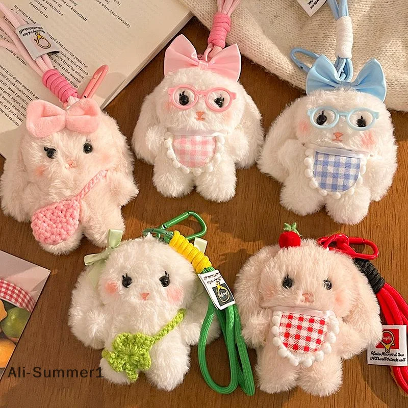 【E】Cartoon Plüsch Kaninchen Schlüsselanhänger Gefüllte Puppe Spielzeug Tasche Anhänger Charms Auto Schlüsselanhänger Zubehör Für Frauen Paare Kawaii Geschenk