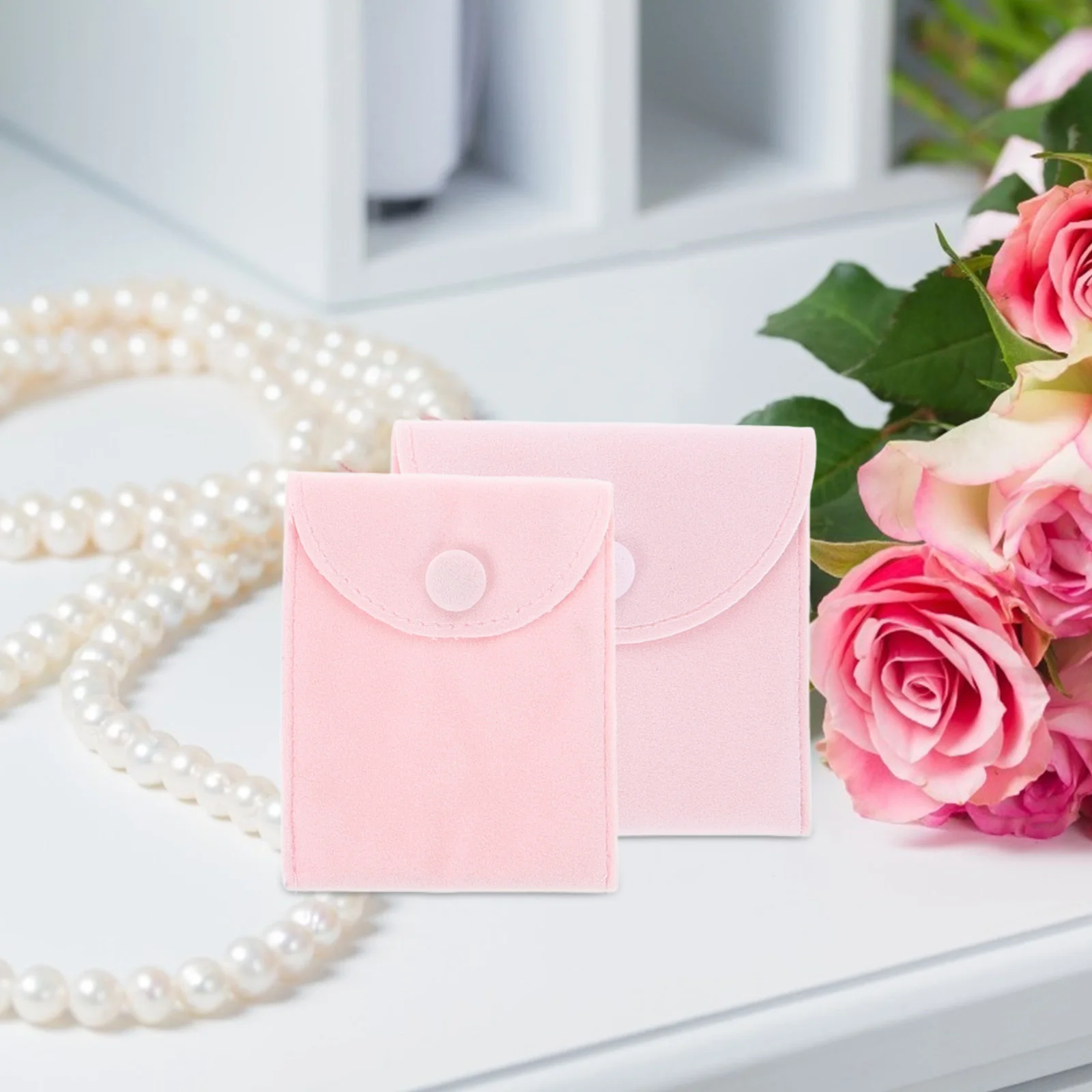 

3Pcs Snap Button Jewelry Pouches Small Organizer Bags Jewelry Storage for Rings Necklaces Bracelets Travel Use