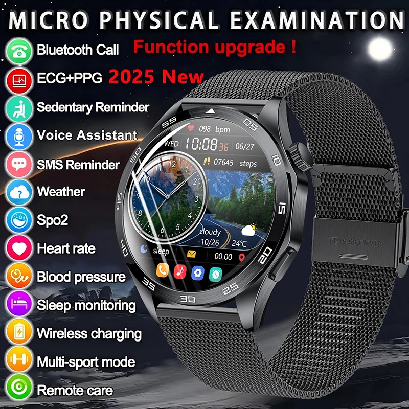 

Новые Смарт-часы ЭКГ для мужчин и женщин, пульсометр, кислород в крови, трекер здоровья, умные часы, Bluetooth-вызов, умные часы для Android iOS 2025