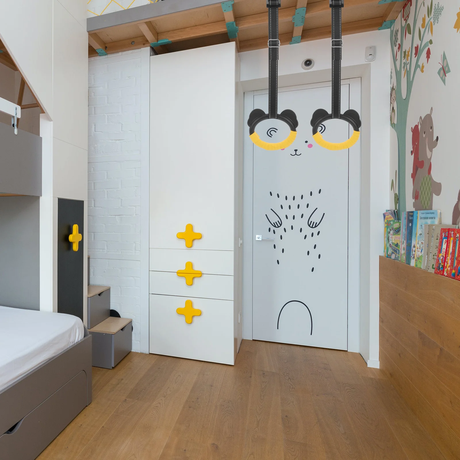 

1Set Kids Gymnastic Rings Sturdy Nylon Plastic Iron Indoor Outdoor Pull-Up Exercise Fitness Workout Equipment for Children