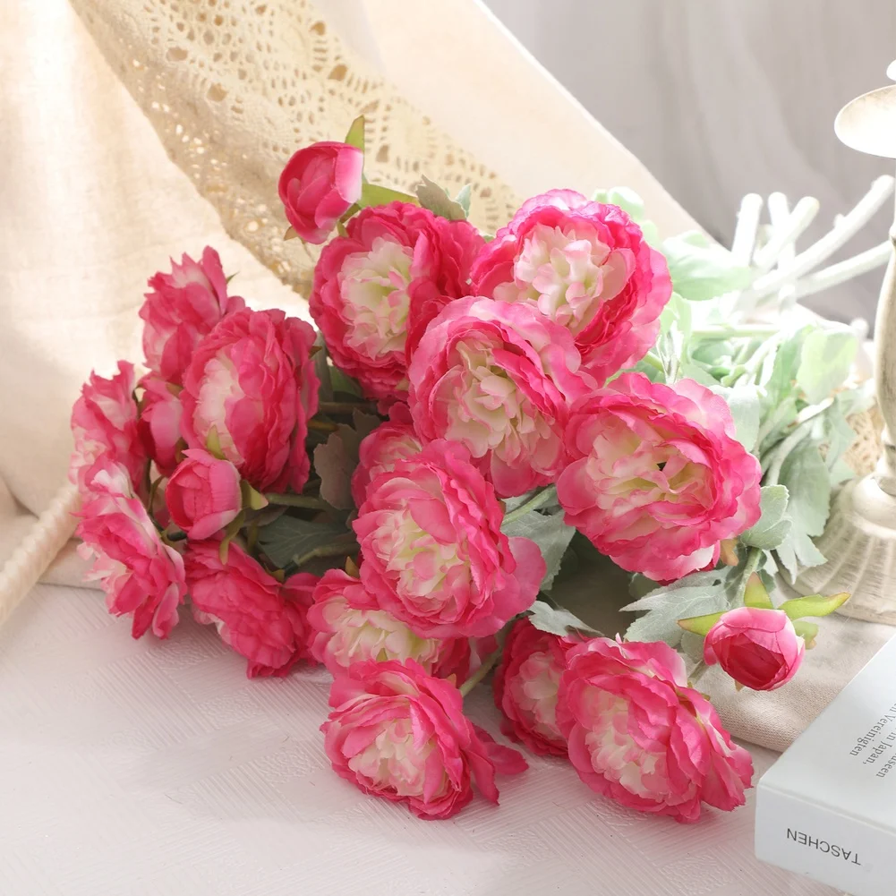 

6 упаковок искусственного шелкового цвета пиона с одним стеблем, искусственная роза для свадьбы, домашнего декора, букета, искусственных цветочных композиций, домашнего декора