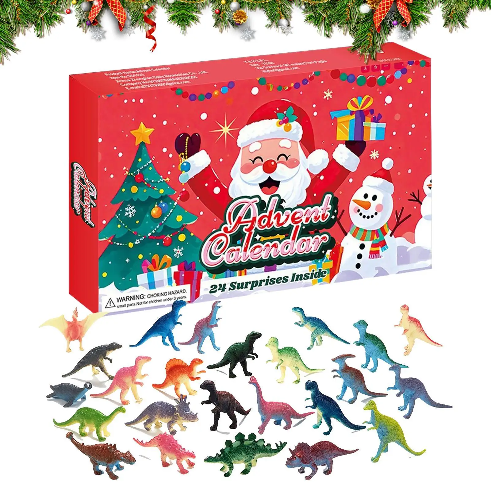 

Рождественский календарь с обратным отсчетом на 2025 год, коллекционный подарок на память о животных, 24 дня обратного отсчета на Рождество, фигурка динозавра для детей старше 3 лет