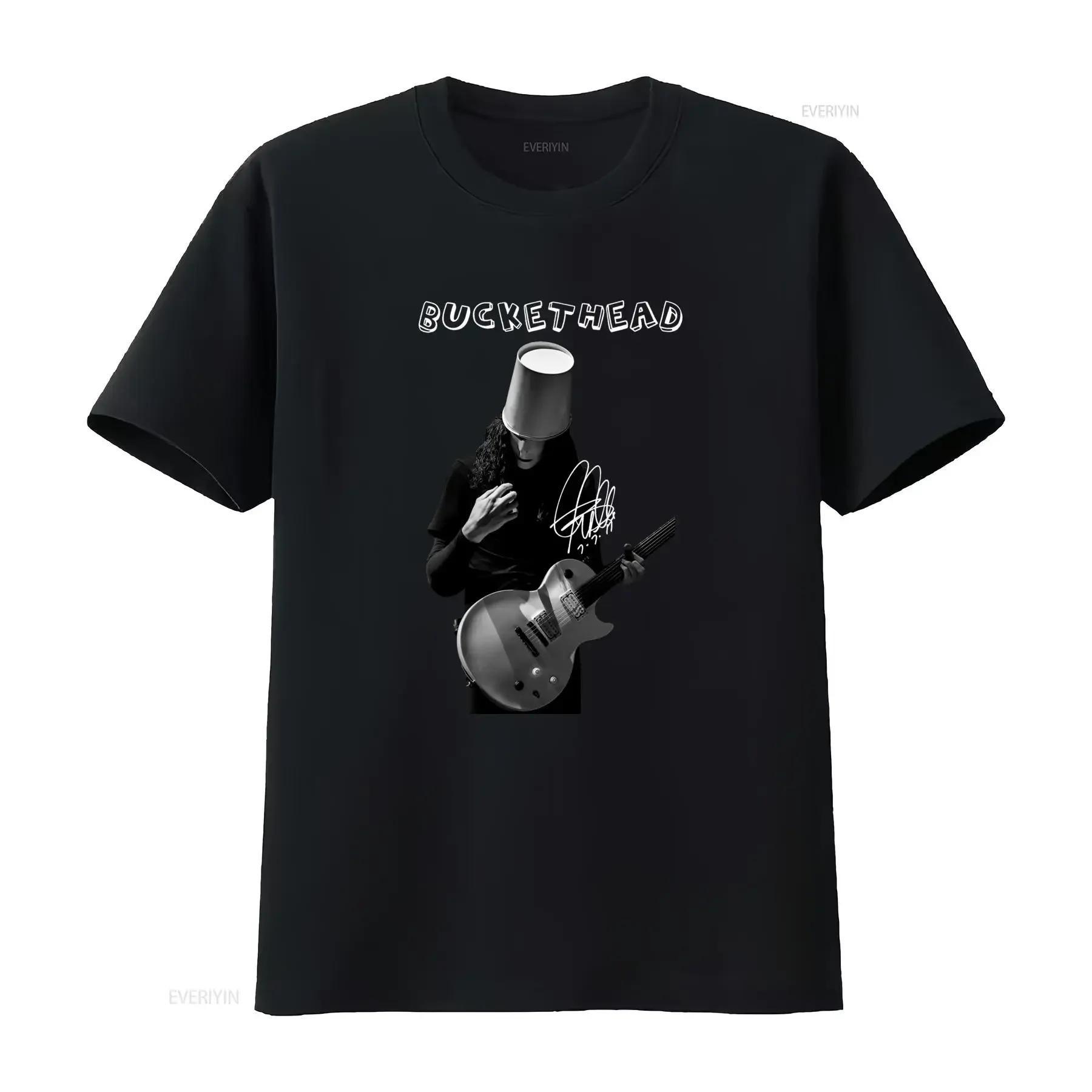 Buckethead Signature Guitar Rock Music T Shirt Black Sizes S 5XL II167 vintage Washed designer clothes Stylish Versatile