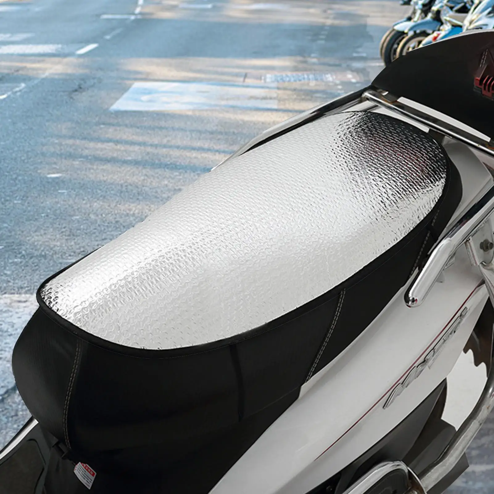 

Motorcycle Sun Shade Aluminum Foil Sun Reflective Seat Cover Waterproof Heat Insulation Foldable Motor Sunshade Cushion