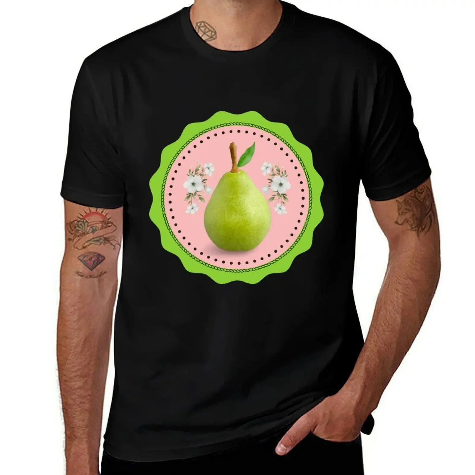 

Whimsical Green Pear Fruit Sticker – Cute Cottagecore Produce Art T-Shirt sweat t shirts for men graphic