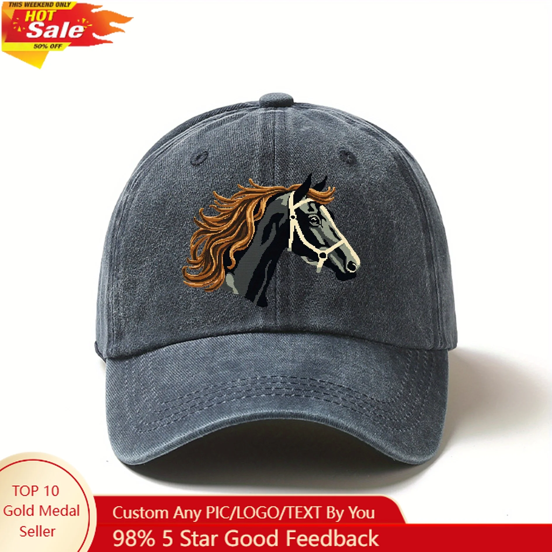 Teen Girls' Casual Baseball Cap - Pink Cartoon Horse Print Lightweight Comfort Fit for Back-to-School, Thanksgiving, Graduation