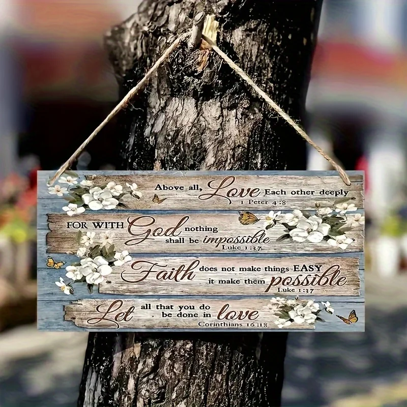 -Based Rustic Bible Verse Wall Hanging - Suitable for Wooden Scripture Sign with Bible Quotes, Vintage Farmhouse  for Bedroom