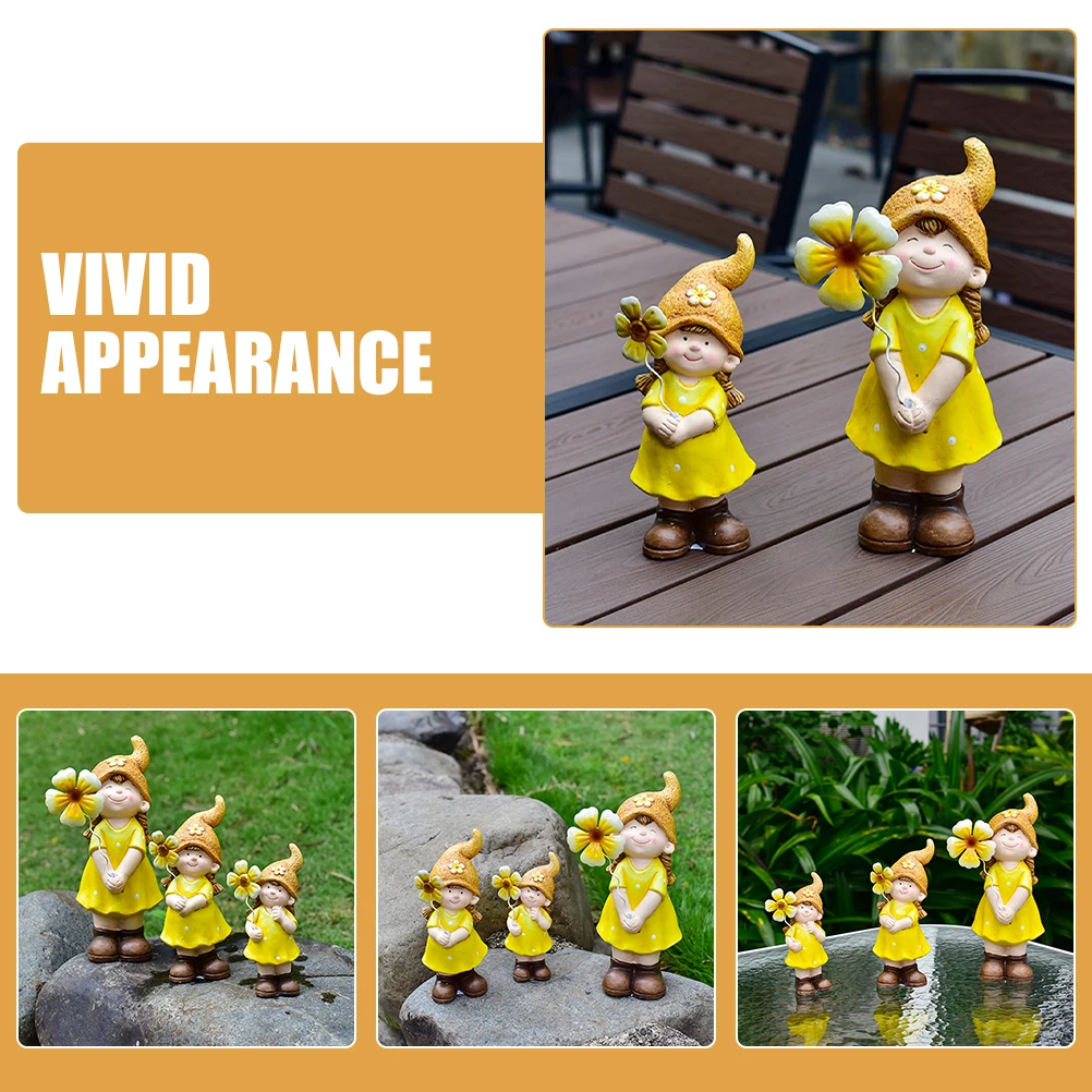 

3Pcs Little Girl Statue Decor Cute Painted Pottery Craft for Home Desktop Office Bar Coffee Shop Living Room Bedroom Festival