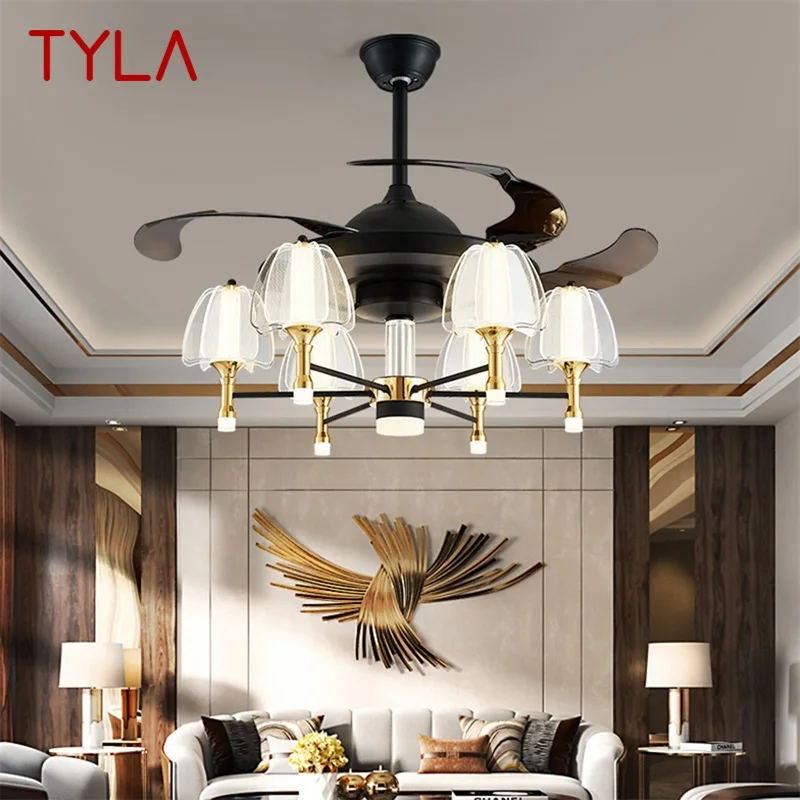 

TYLA Fan Ceiling Lamp With Remote Control Invisible Fan Blade LED Fixtures Home Decorative For Living Room Bedroom Restaurant