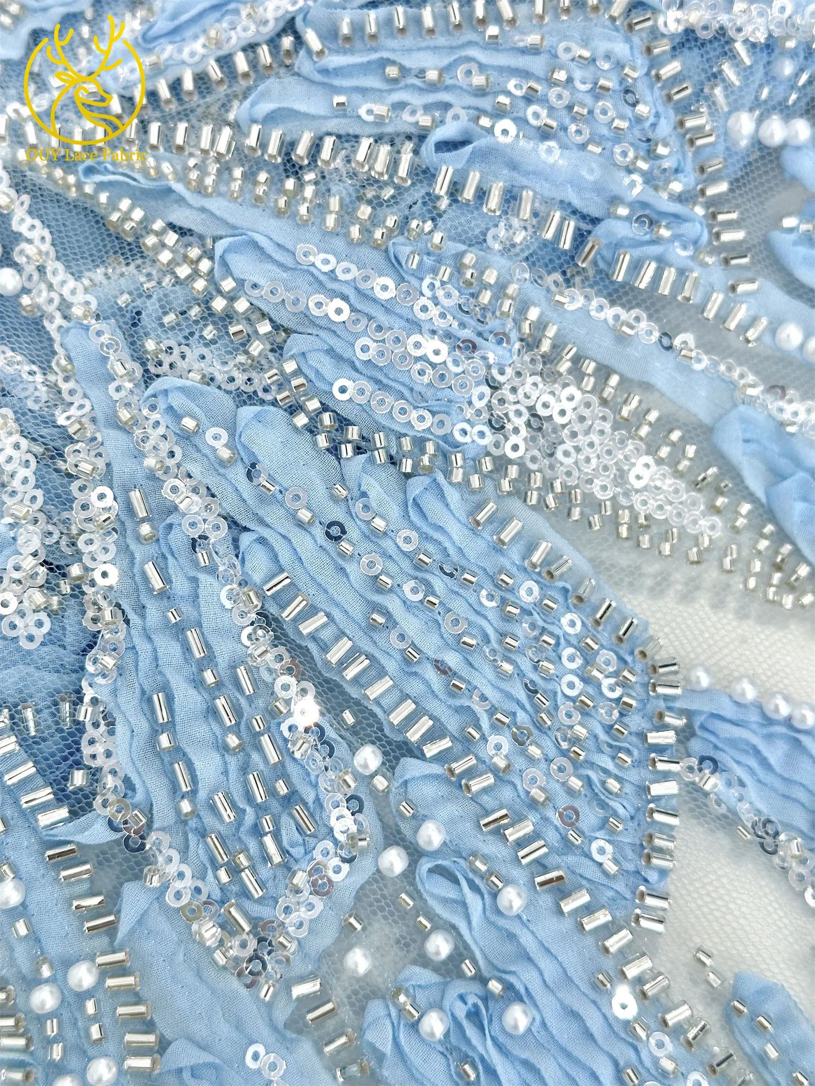 Rosa 3D Mode-Mesh-Tüll-Spitzenstoff 2026 Nigerianischer Perlen-Pailletten-Spitzenstoff für Damen Hochzeits- und Abendkleider zum Nähen 5 Yards – Detail 27