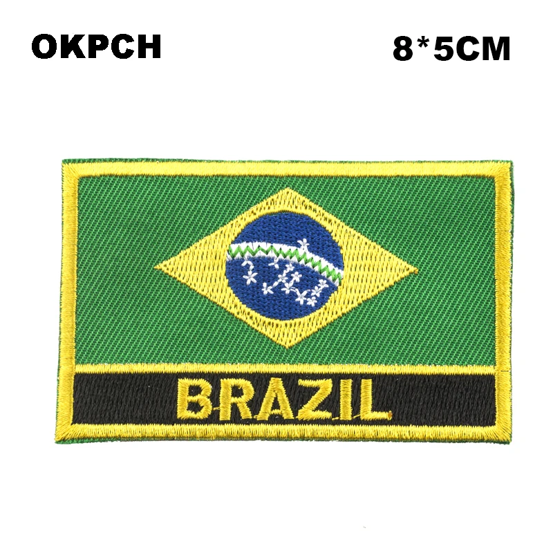 Brazil Flag Embroidery Patches Iron on Saw on Transfer patches Sewing Applications for Clothes in Home&Garden