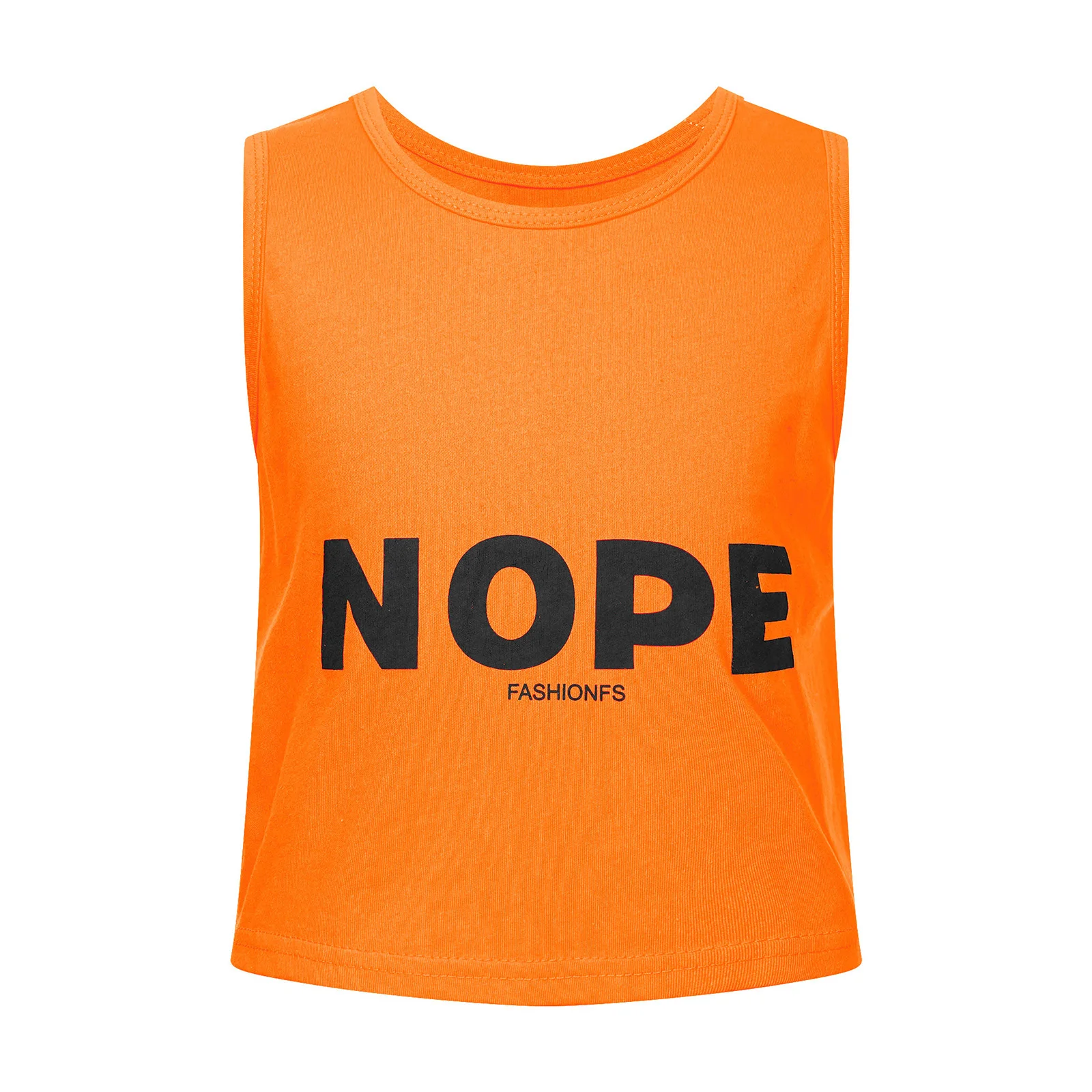 

Kids Girls Fashion Letter Print Crop Tops Casual Daily Wear Round Neck Sleeveless Cropped Tank Top Stage Performance Costumes