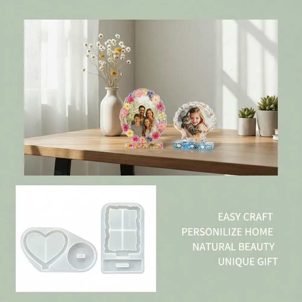 Heart Oval Resin Photo Frame Silicone Mold DIY Quicksand Picture Frame Mould Epoxy Resin Casting Molds For Photo Home Decor