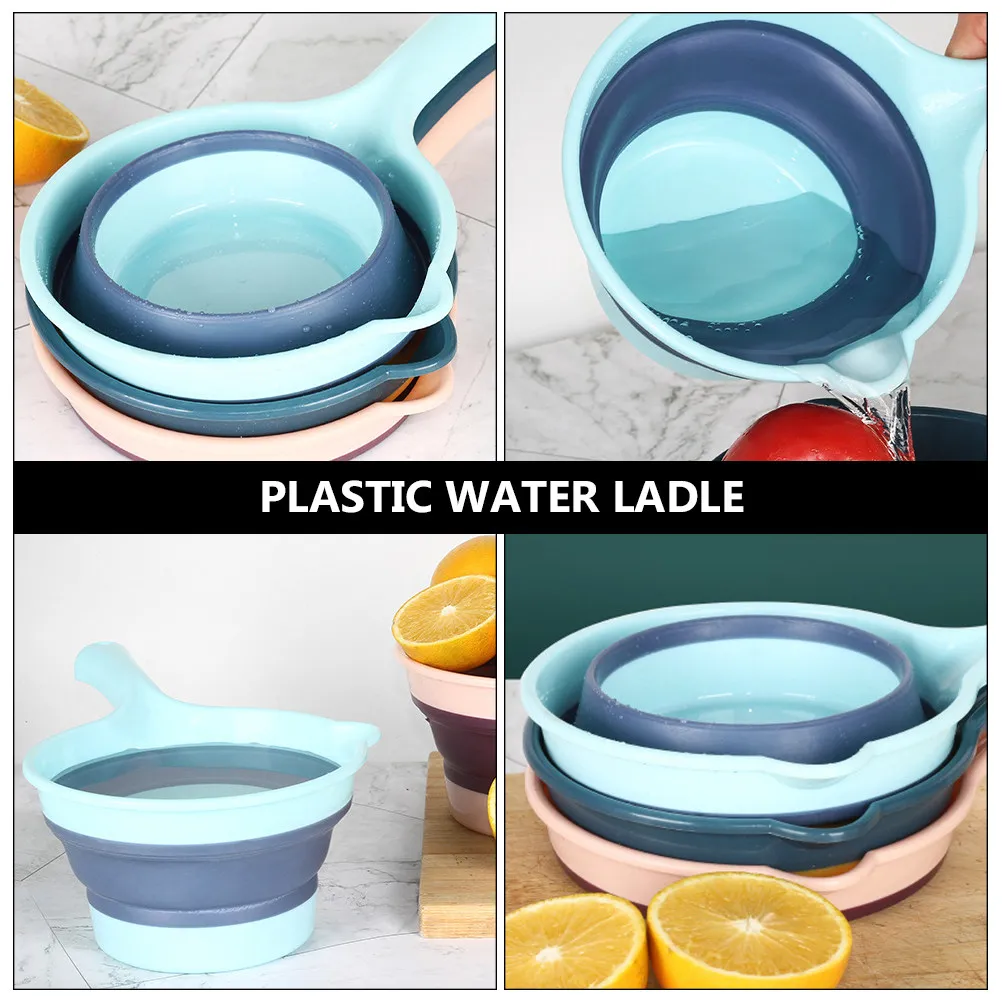 2Pcs Foldable Plastic Water Ladle Kitchen Water Scoop Large Capacity Household Garden Supply Plastic Bailer Kitchen Accessory