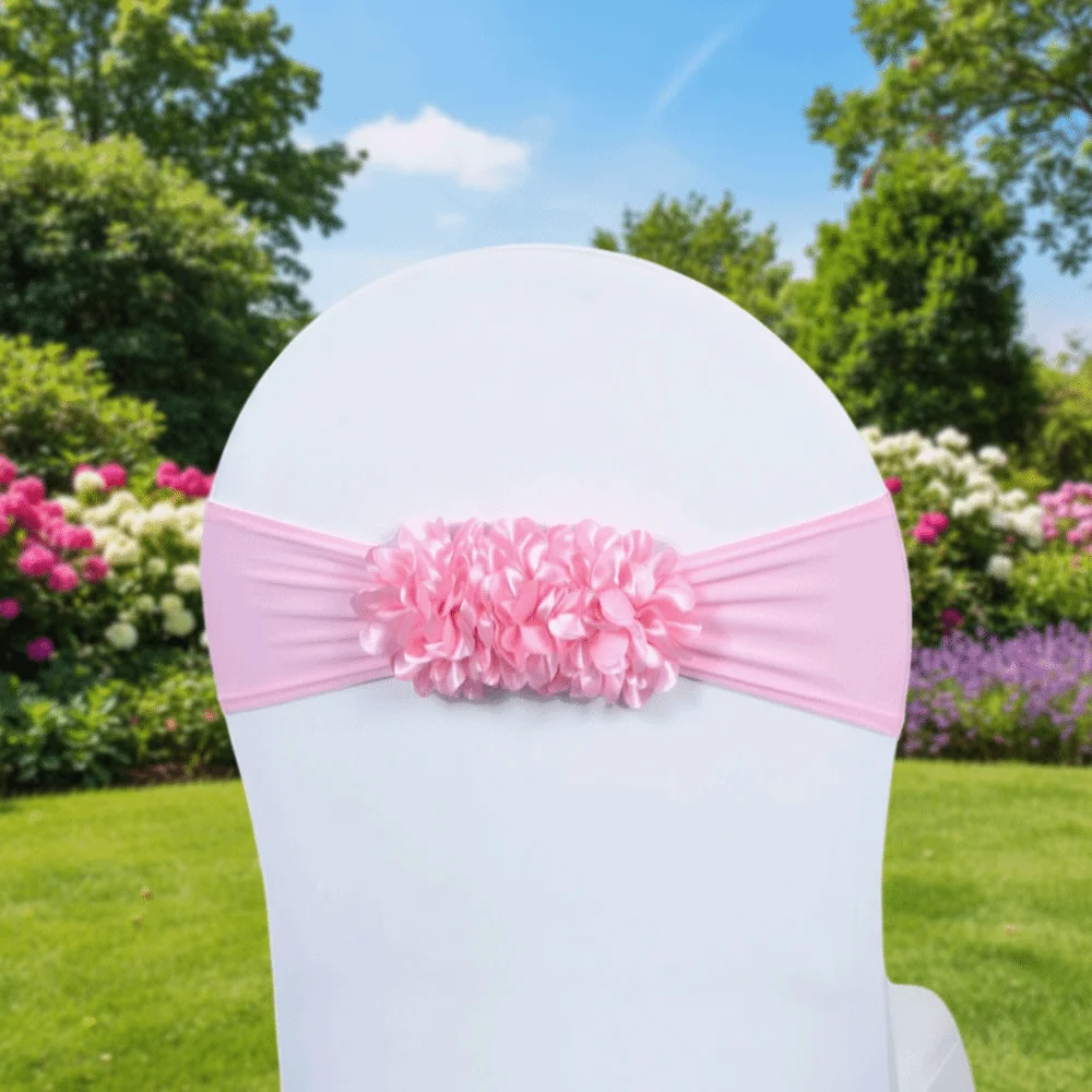 Gauze Flower Knot Wedding Chair Covers Back Elastic Sash Slipcover Design Universal Chair Cover Party Event Decor