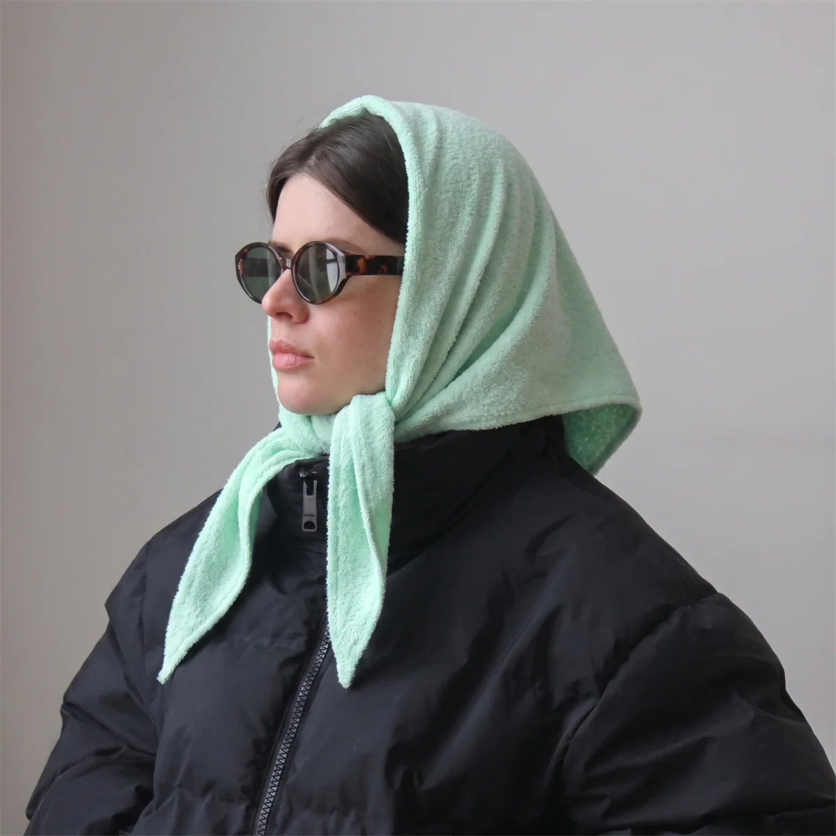 Soft Wool Blend Triangle Shawl For Women Mint Green Multipurpose Headscarf Light Warm Neck Wrap Outdoor Casual Coverup