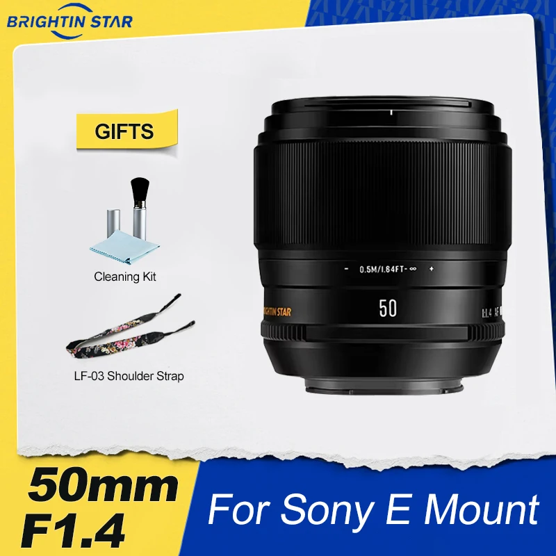 Brightin Star AF 50mm F1.4 APS-C Auto Focus Prime Standard Length Lens for Sony E Fujifilm X A7MIV A7RV A7SII XT50 XT3 XS10 PRO