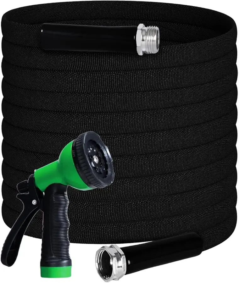 

Garden Hose 5/8 in. x 100 FT Durable Water Hoses with 7 Function Hose Nozzle, Lightweight Kink-Free Flexible Garden Hoses, Extra
