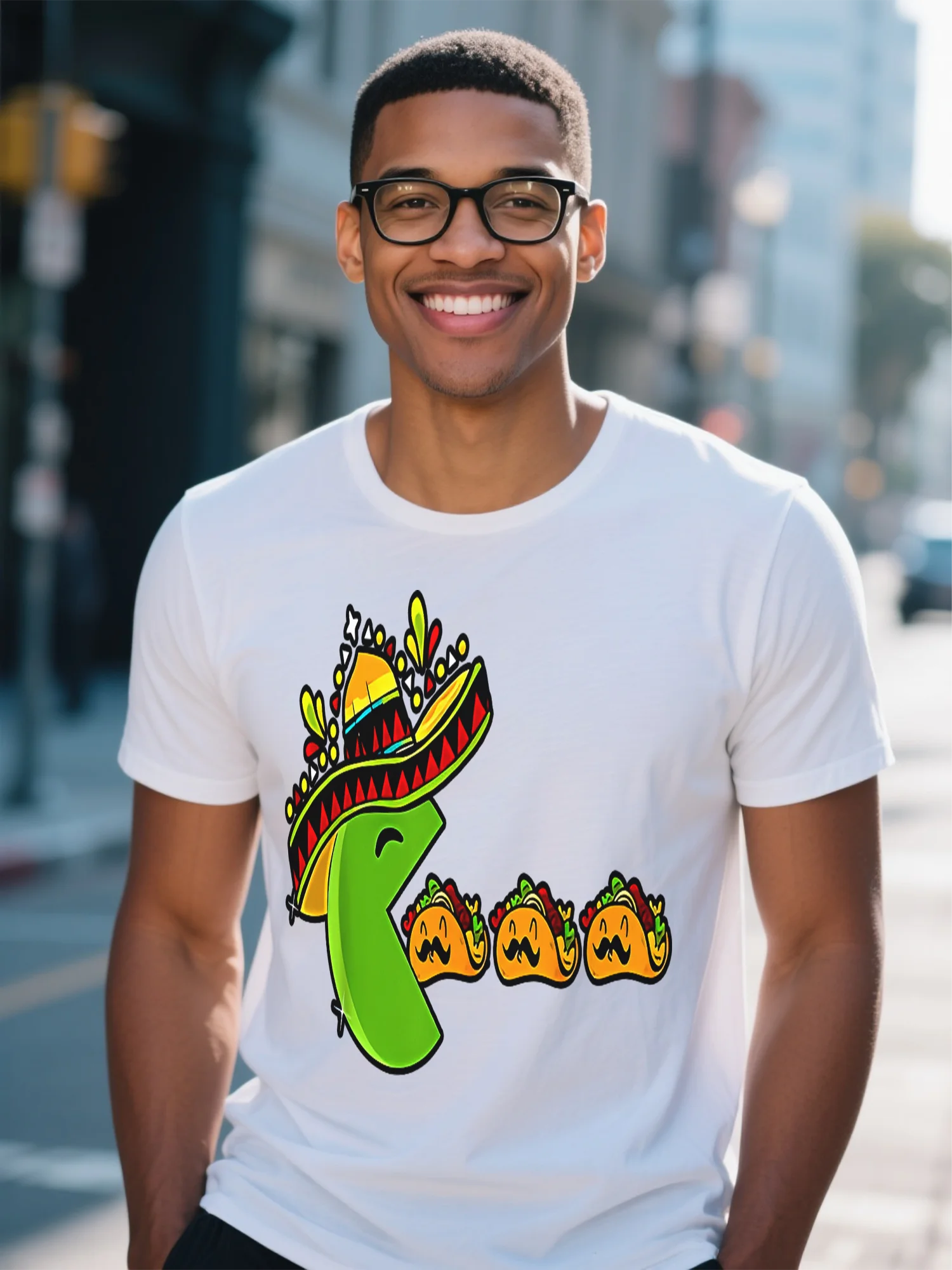 

High Street Men's T-Shirt - 100% Cotton White Skull Design