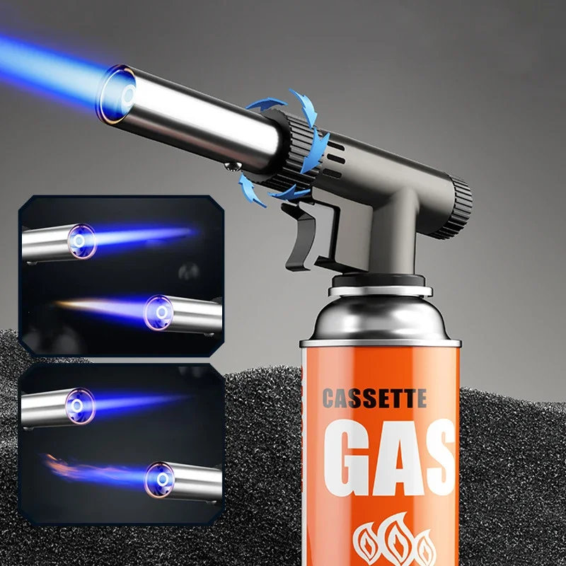 Portable Welding Gas Torch Flame Gun Outdoor Butane Burner Camping BBQ Lighter Flamethrower Welding Equipment Kitchen Supplies