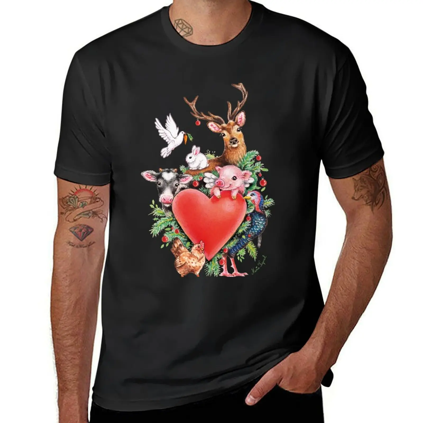 Xmas heart by Maria Tiqwah T-Shirt quick-drying heavyweights Men's t shirts