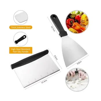 15-częściowy zestaw narzędzi do grilla płaskiego do Blackstone i kempingu, zestaw akcesoriów ze stali nierdzewnej do grillowania na świeżym powietrzu 8 best sales narzędzia do grilla - №5