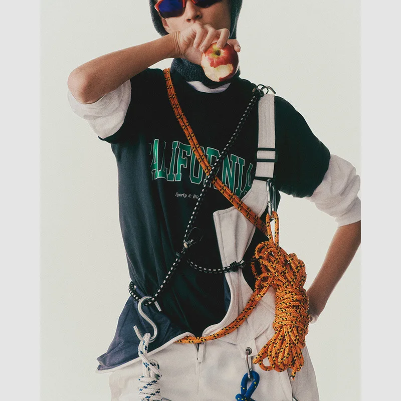 

25 Summer New North American Niche Classic Letter Print Dark Brown Cotton Crew Neck Women's Short Sleeve T-Shirt