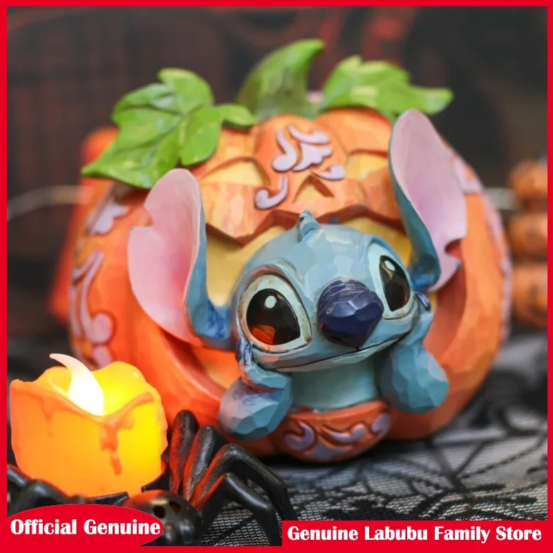 

Новый оригинальный набор Disney Stitch на Хэллоуин, фигурка вампира, тыквы и демона, жуткий стежок, коллекционный декор, игрушка, подарок на день рождения для детей