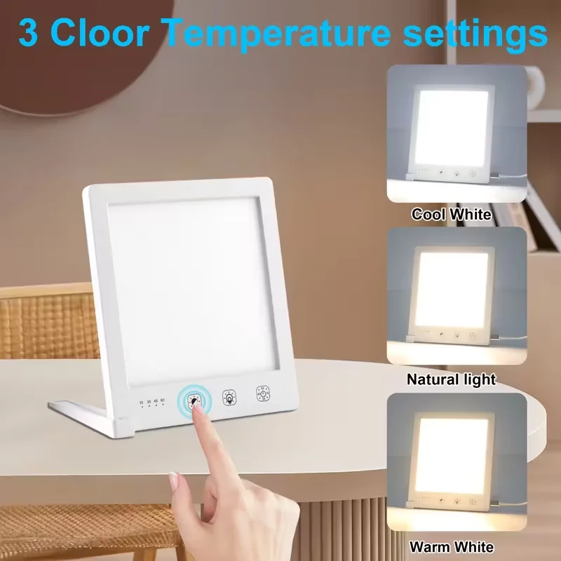 1 مصباح ضوء النهار LED مع حامل قابل للتعديل، ضوء استرخاء رفيع للغاية خالي من الأشعة فوق البنفسجية 10000 لوكس، ملحق ضوء الشتاء الطبيعي للمنزل #4