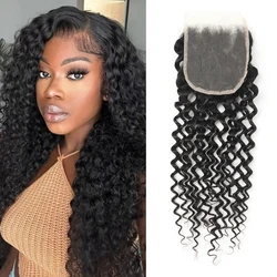 4x4 Lace Frontal Brazilian Curly Wave Closure Human Hair Transparent Ear to Ear Frontal Extensions for Women