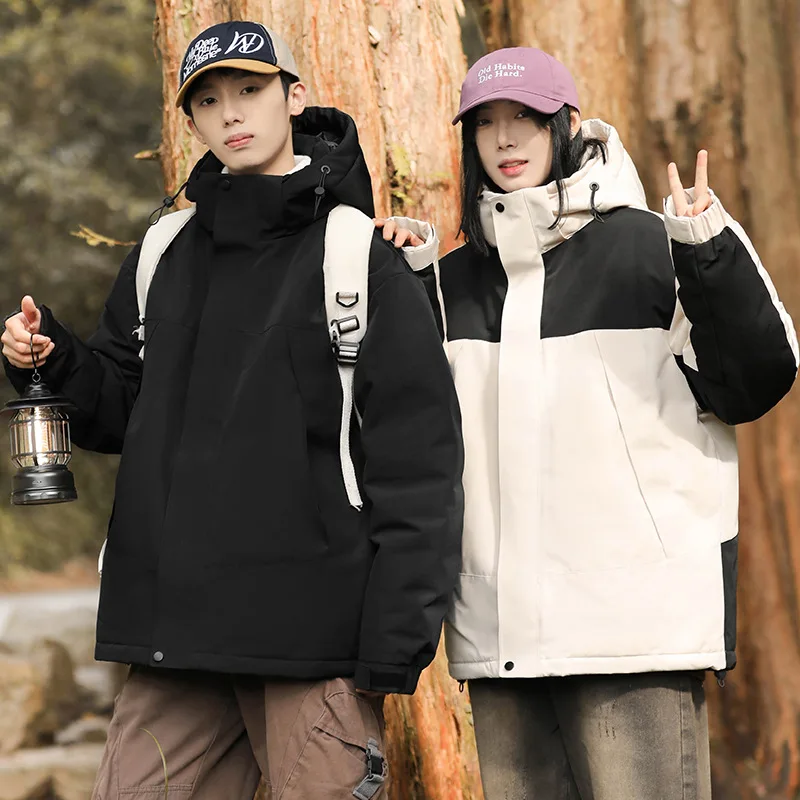 Couple Korean Style Loose Warm Windproof Duck Down Jacket Men Women Winter 90% White Duck Down Outdoor Shorts Coat JK-109