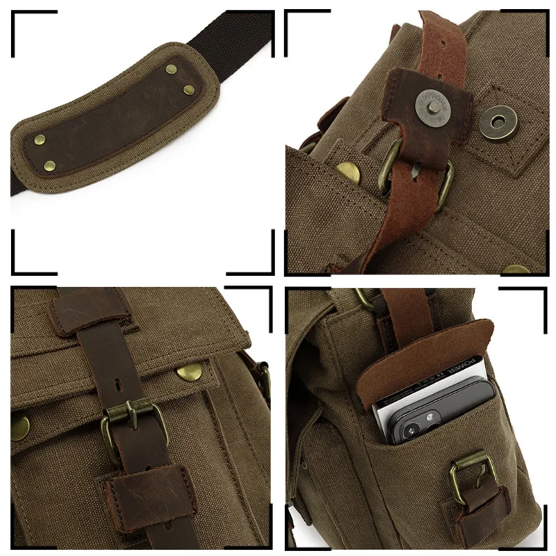 Unisex new waterproof canvas shoulder bag fashionable solid color crossbody bag retro camera photography bag travel mailman bag