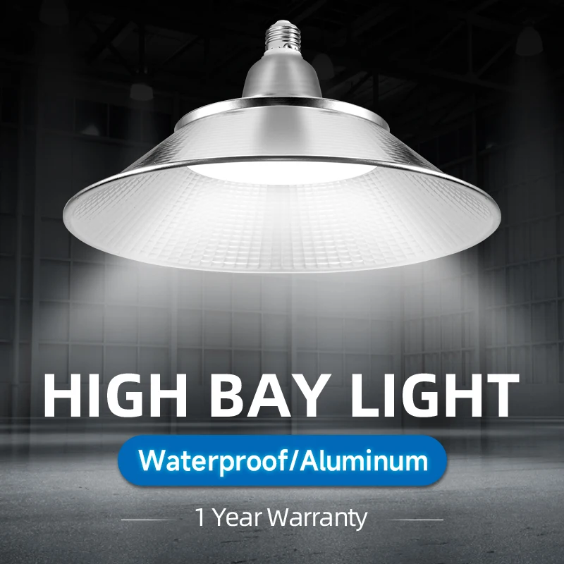 Super Bright High Bay Light 30W 50W E27 Waterproof Workshop Lamp Aluminum Industrial Light UFO Led Garage Light 220V