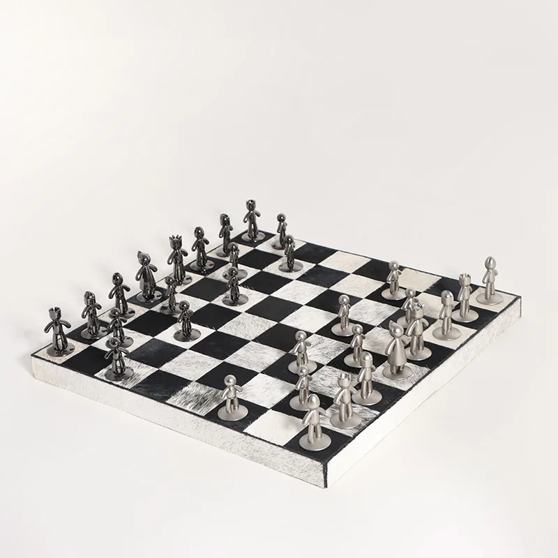 Luxury high end home decorative horse hair chess board sets chessboard decoration ornament