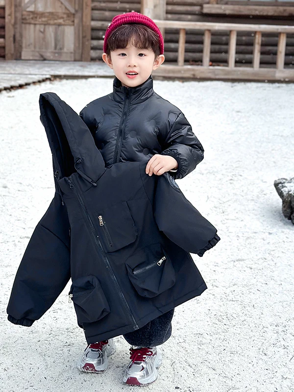 

Boys' down Jaet 2025 New Winter Thiened Cotton Coat Baby Tee-in-One Windbreaker Youth Faion Eco-friendly Material