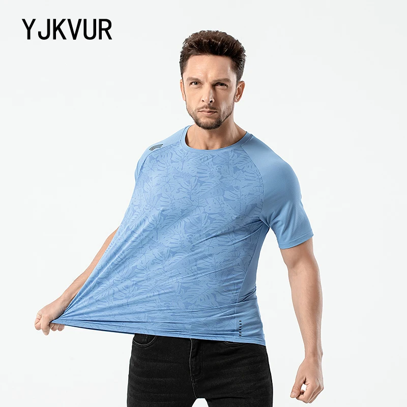 YJKVUR Oversize Men's T-shirts Quick Dry Moisture Wicking Sports Running Short Sleeve Tee Tops Breathable Outdoor Gym Workout