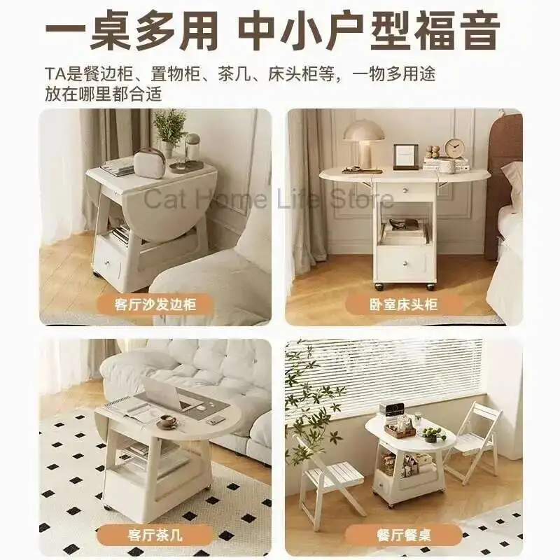 

Coffee Table, Coffee Table, Living Room, Mobile Small Unit Square Edge Table, Adjustable Solid Wood Folding Multifunctional Cart