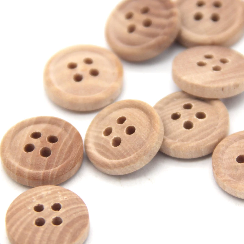 HENGC 50Pcs 11/13mm Natural Round Wooden Buttons for Clothes Kids Shirt Blouse Coat Eco-friendly Sewing Accessories Wholesale