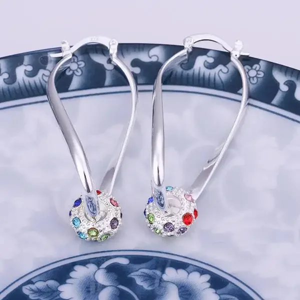 Elegant Engagement Colorful Noble Beautiful Fashion 925 Sterling Silver Earring Jewelry Free Shipping Factory Price , Cute Gift