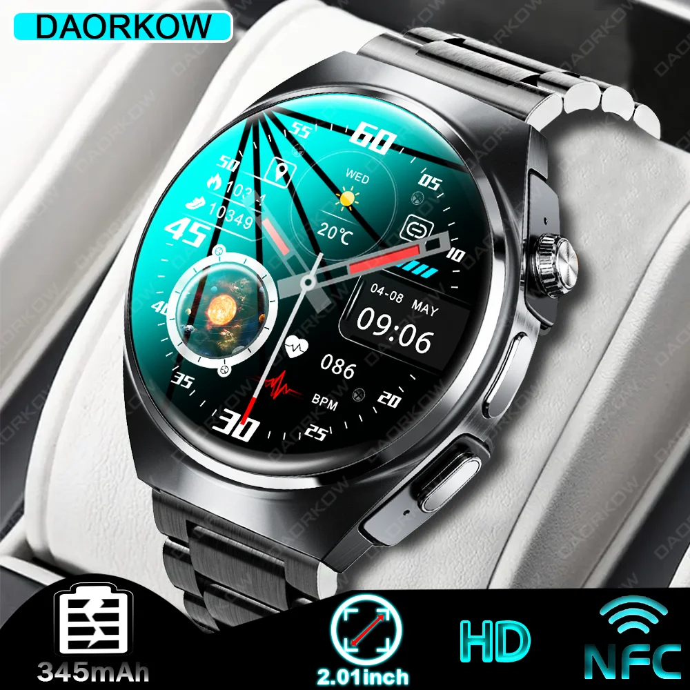 

2024 Men's Smartwatch Full circle touch screen Bluetooth Talk Men's Smartwatch Waterproof sports fitness watch + box for Huawei