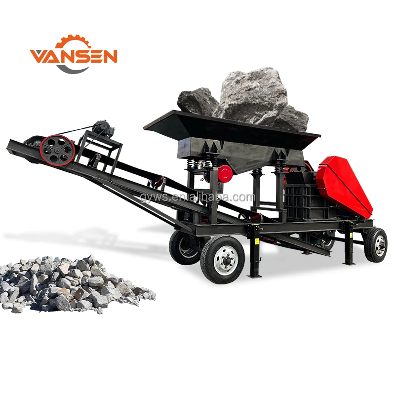 

Gold Ore Mining Machinery Rock Jaw Crusher Stone Crushing Machine Portable Mobile Jaw Crusher with Feeder and Conveyor