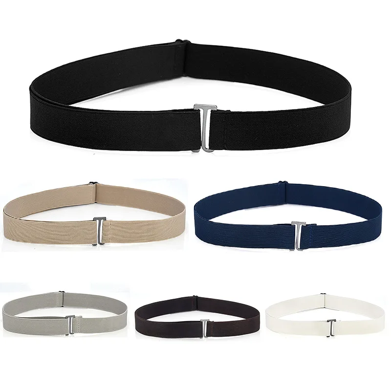 Elastic Invisible Belt Adjustable Size Flat Buckle Waist Belt Women No Show Stretch Jeans Pant Belt Slim Elastic Band